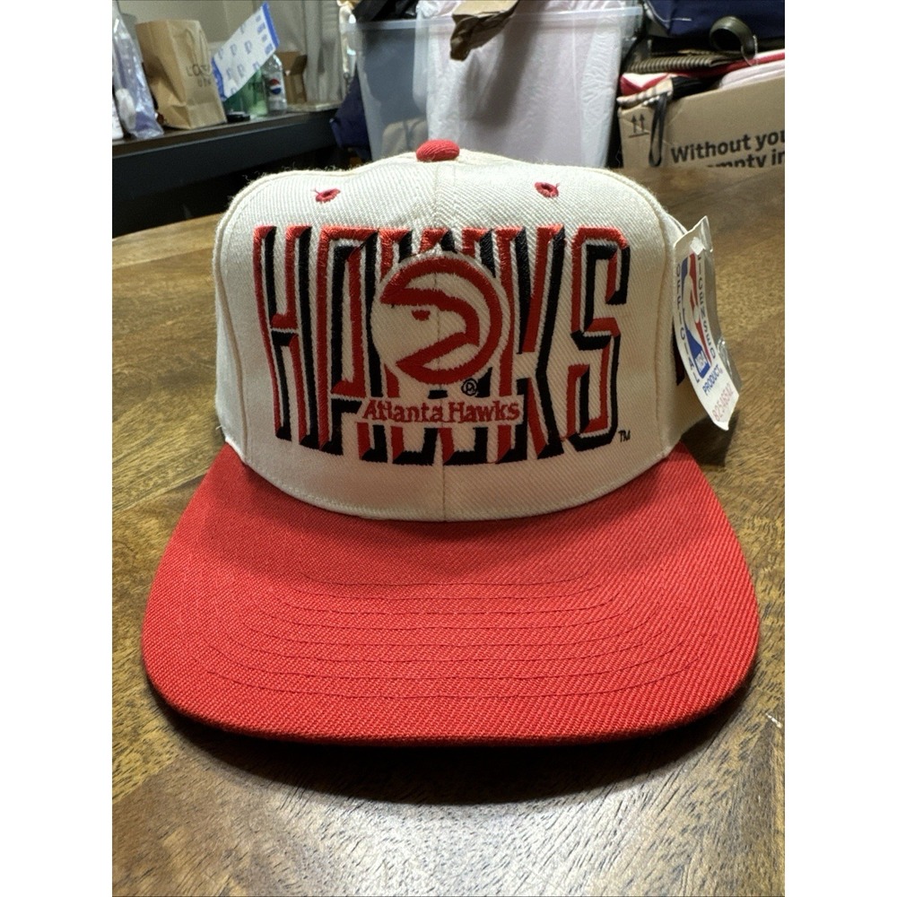 VINTAGE Atlanta Hawks Hat Snapback Cap Poly Wool 90s‎ AJD NBA Retro NWT
